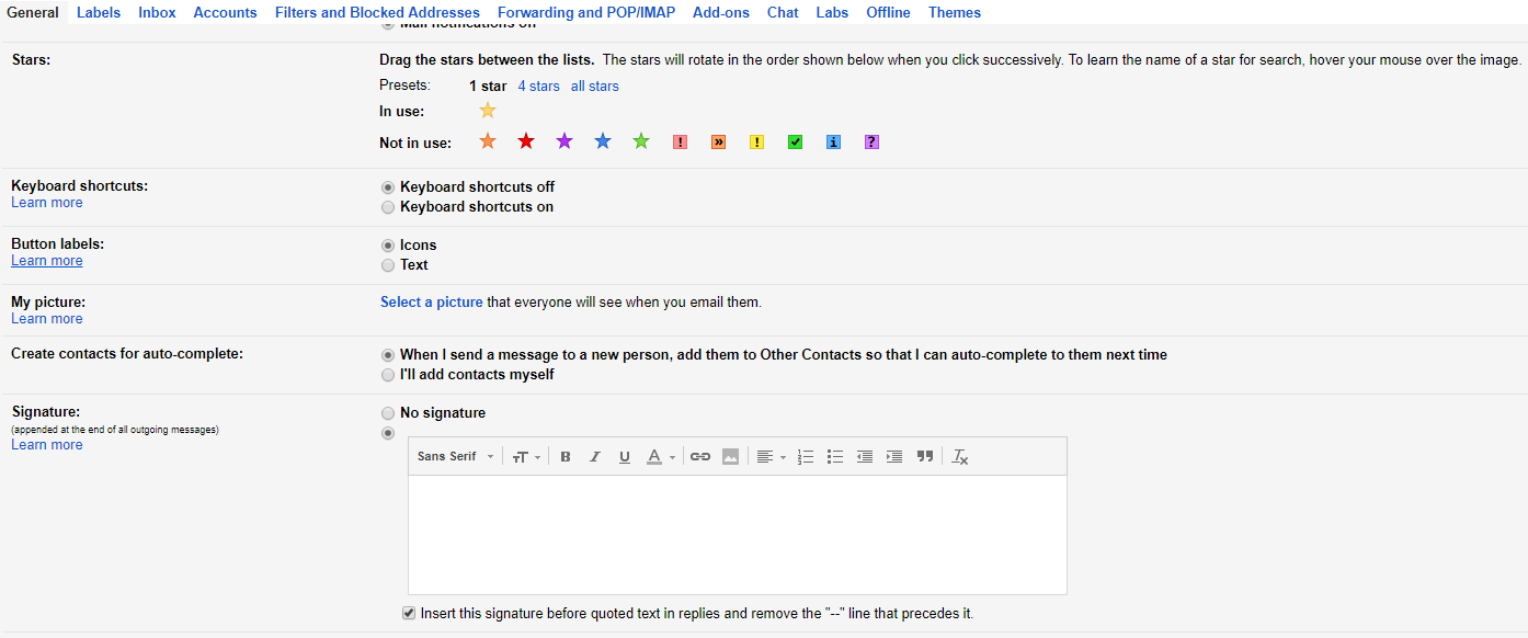 manage signatures in gmail